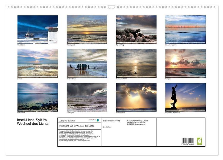 Produktbild: Insel-Licht. Sylt im Wechsel des Lichts (Wandkalender 2027 DIN A2 quer), CALVENDO Monatskalender