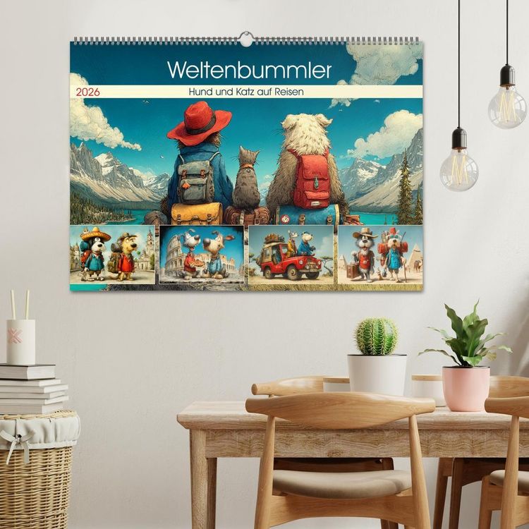 Produktbild: Weltenbummler. Hund und Katz auf Reisen (Wandkalender 2026 DIN A2 quer), CALVENDO Monatskalender