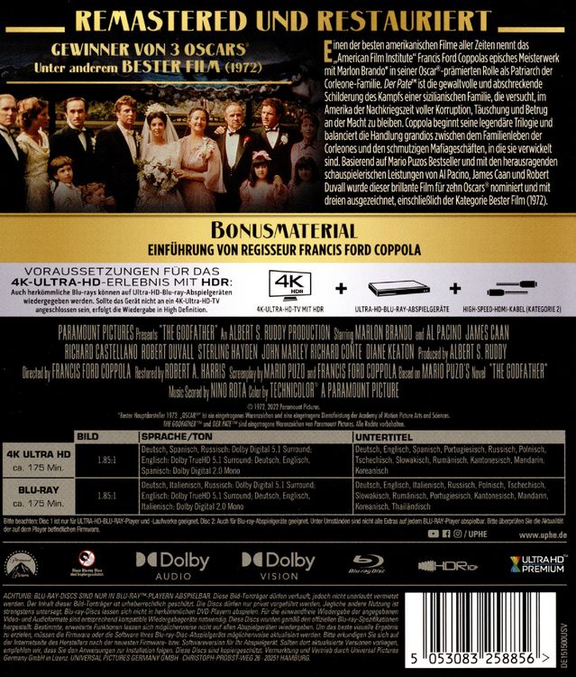 Produktbild: Der Pate I (+ Blu-ray)