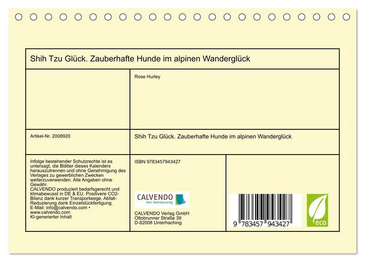 Produktbild: Shih Tzu Gl&uuml;ck. Zauberhafte Hunde im alpinen Wandergl&uuml;ck (Tischkalender 2026 DIN A5 quer), CALVENDO Monatskalender