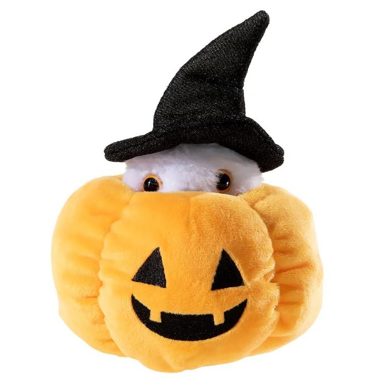Produktbild: Heunec 453579 - Halloween Eule im K&uuml;rbis, Pl&uuml;sch, 16 cm