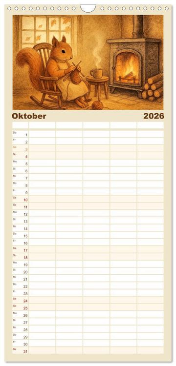 Produktbild: Familienplaner 2026 - Zuhause bei den Kleinen. Ein Jahr voller tierischer R&uuml;ckzugsorte. mit 5 Spalten (Wandkalender, 21 x 45 cm) CALVENDO