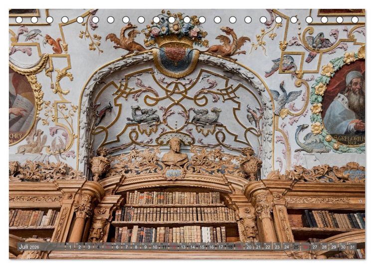 Produktbild: Kloster Waldsassen Stiftsbibliothek (Tischkalender 2026 DIN A5 quer), CALVENDO Monatskalender