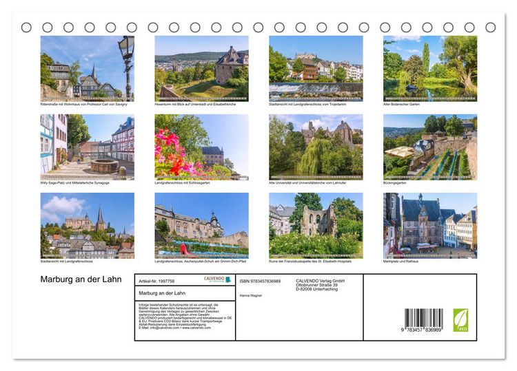 Produktbild: Marburg an der Lahn (Tischkalender 2026 DIN A5 quer), CALVENDO Monatskalender