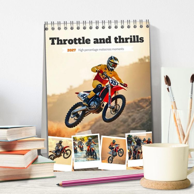 Produktbild: Throttle and thrills - High percentage motocross moments (Desk Calendar 2027 DIN A5 portrait), CALVENDO 12 Month DeskCalendar