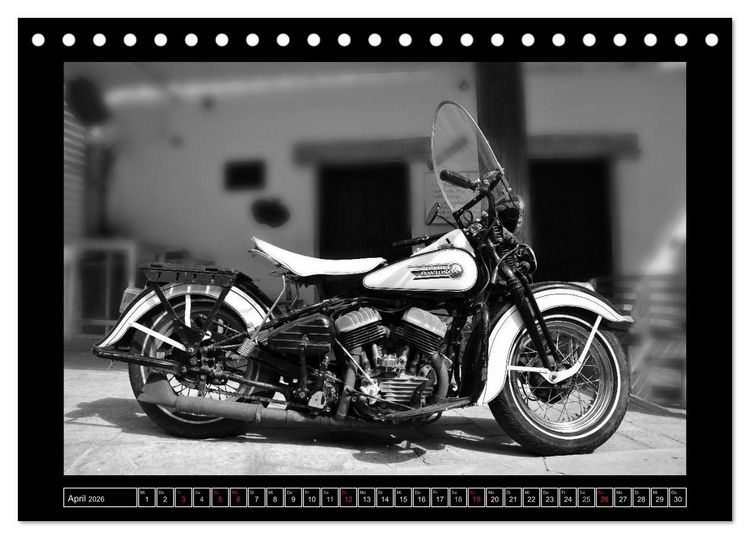 Produktbild: Harley Davidson WLA 750 in Schwarzweiss (Tischkalender 2026 DIN A5 quer), CALVENDO Monatskalender