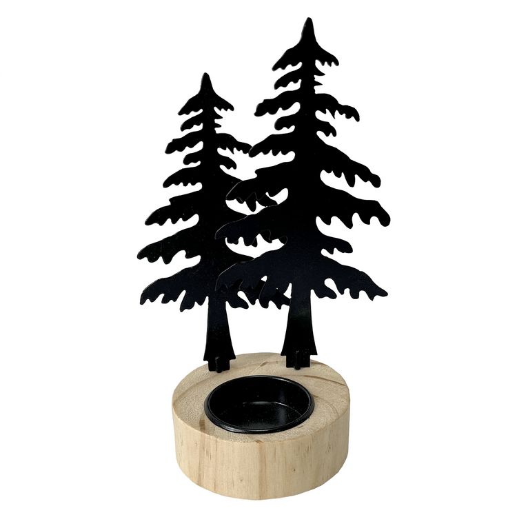 Produktbild: HTI-Living Teelichthalter mit Motiv "Wald" Schwarz Teelichthalter mit Motiv "Wald" Schwarz