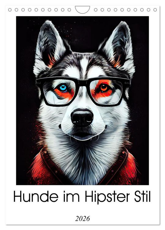 Produktbild: Hunde im Hipster Stil (Wandkalender 2026 DIN A4 hoch), CALVENDO Monatskalender