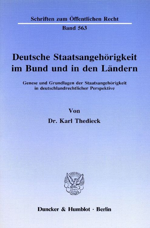 Produktbild: Deutsche Staatsangeh&ouml;rigkeit im Bund und in den L&auml;ndern.