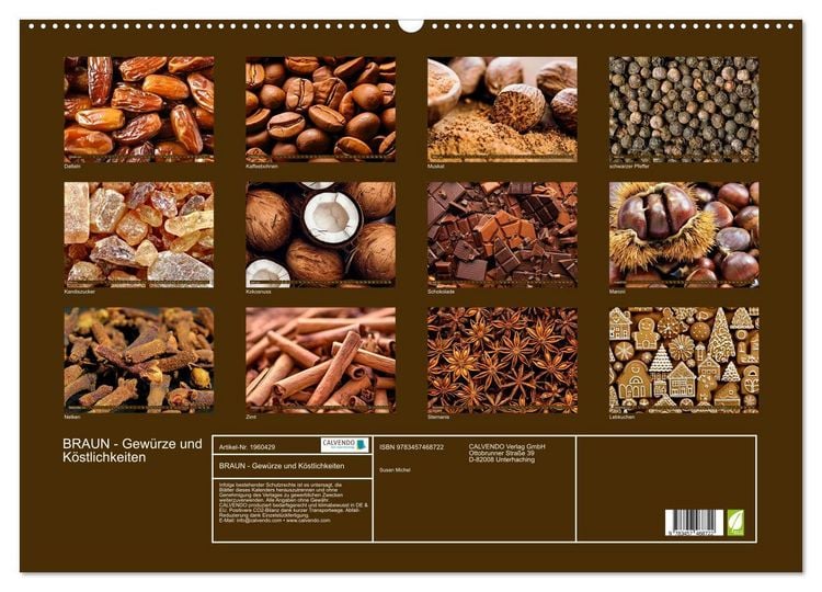 Produktbild: BRAUN - Gew&uuml;rze und K&ouml;stlichkeiten (Wandkalender 2026 DIN A2 quer), CALVENDO Monatskalender