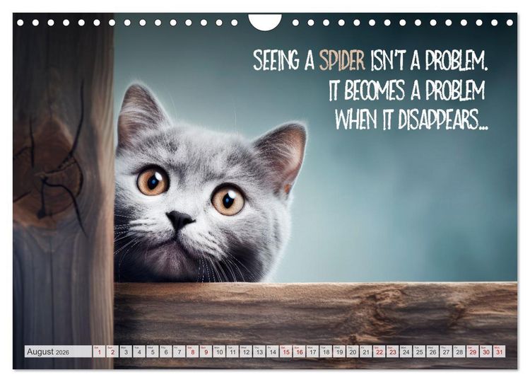 Produktbild: WITTY CATS Cool sayings (Wall Calendar 2026 DIN A4 landscape), CALVENDO 12 Month Wall Calendar