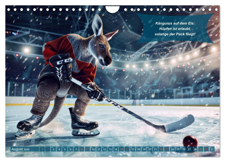 Produktbild: Der tierisch lustige Eishockey Kalender (Wandkalender 2026 DIN A4 quer), CALVENDO Monatskalender