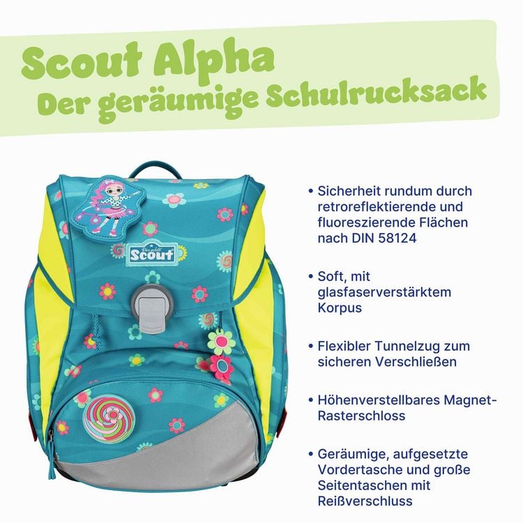 Produktbild: Scout Schulranzen Set Alpha, Schulranzen Set, 4tlg, Little Flowers