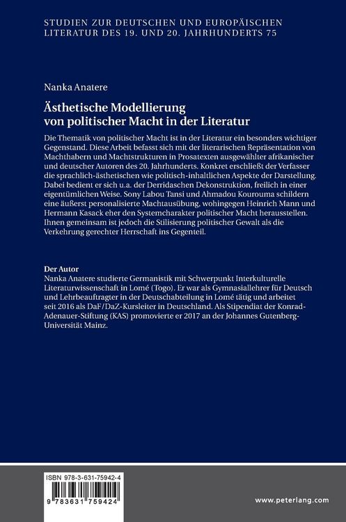 Produktbild: &Auml;sthetische Modellierung von politischer Macht in der Literatur