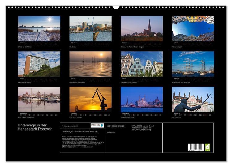 Produktbild: Unterwegs in der Hansestadt Rostock (Wandkalender 2026 DIN A2 quer), CALVENDO Monatskalender