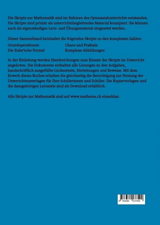 Produktbild: Skripte zur Mathematik - Komplexe Zahlen