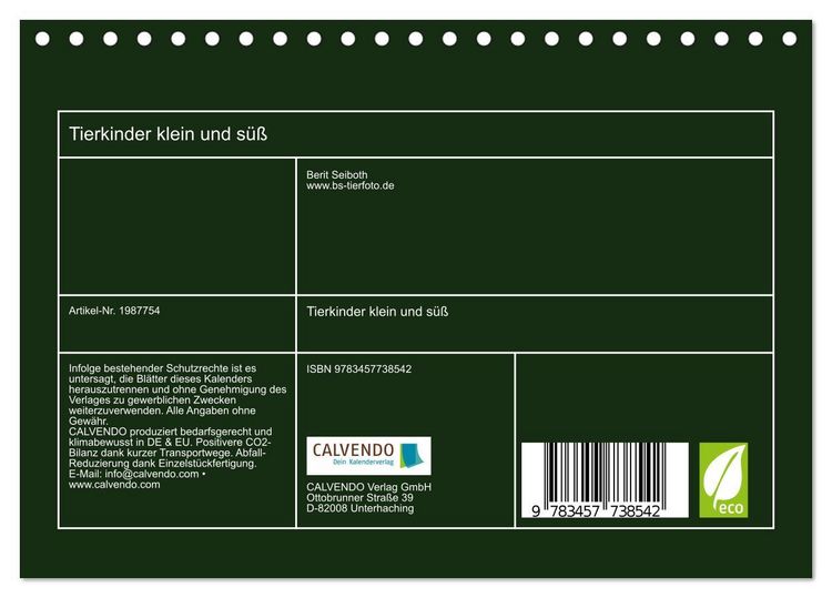 Produktbild: Tierkinder klein und s&uuml;&szlig; (Tischkalender 2026 DIN A5 quer), CALVENDO Monatskalender