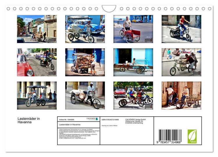 Produktbild: Lastenr&auml;der in Havanna (Wandkalender 2026 DIN A4 quer), CALVENDO Monatskalender