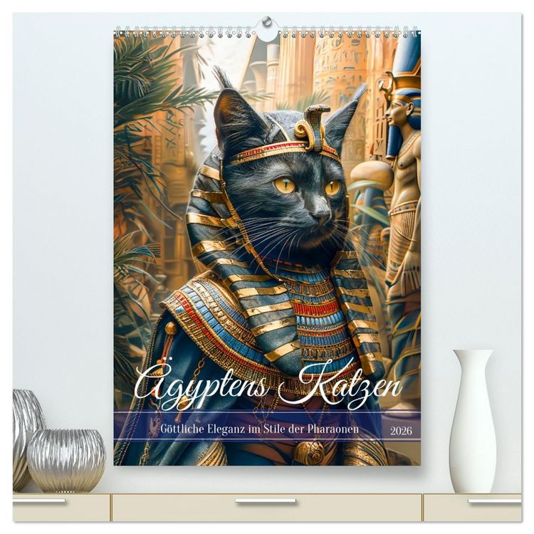 Produktbild: &Auml;gyptens Katzen - G&ouml;ttliche Eleganz im Stile der Pharaonen (hochwertiger Premium Wandkalender 2026 DIN A2 hoch), Kunstdruck in Hochglanz