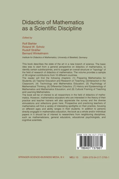 Produktbild: Didactics of Mathematics as a Scientific Discipline