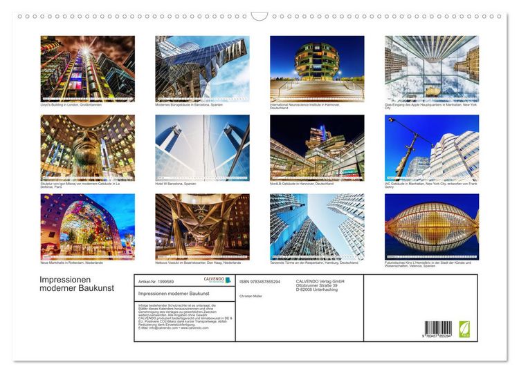 Produktbild: Impressionen moderner Baukunst (Wandkalender 2026 DIN A2 quer), CALVENDO Monatskalender