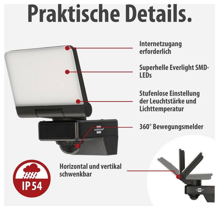 Produktbild: Brennenstuhl brennenstuhl&reg;Connect 1179050020 LED-Au&szlig;enstrahler 24W Leuchtfarben: Wei&szlig;
