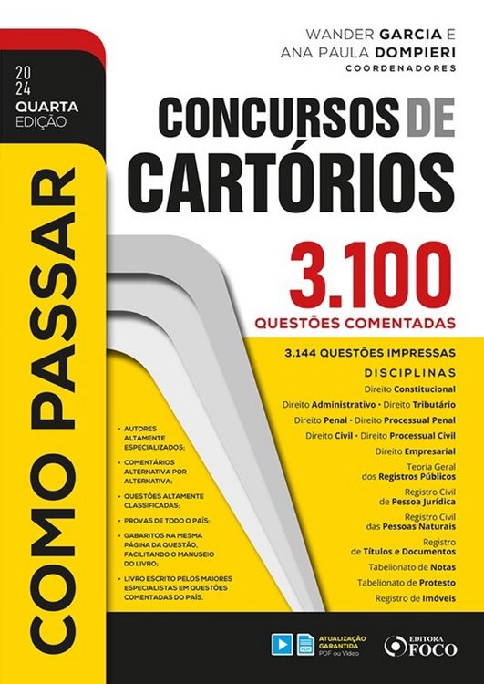 Produktbild: Como Passar em Concursos de Cart&oacute;rios - 4&ordf; Ed - 2024