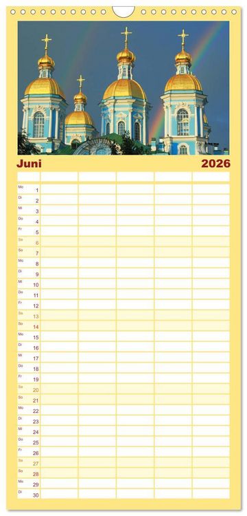Produktbild: Familienplaner 2026 - Goldenes Russland mit 5 Spalten (Wandkalender, 21 x 45 cm) CALVENDO