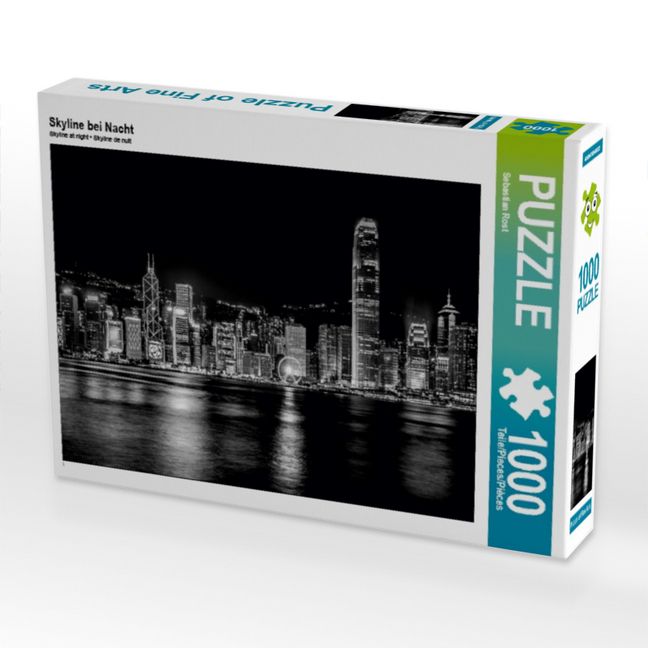 Produktbild: CALVENDO Puzzle Skyline bei Nacht 1000 Teile Puzzle quer | 1000 Teile Lege-Gr&ouml;&szlig;e 64 &times; 48 cm Foto-Puzzle f&uuml;r gl&uuml;ckliche Stunden