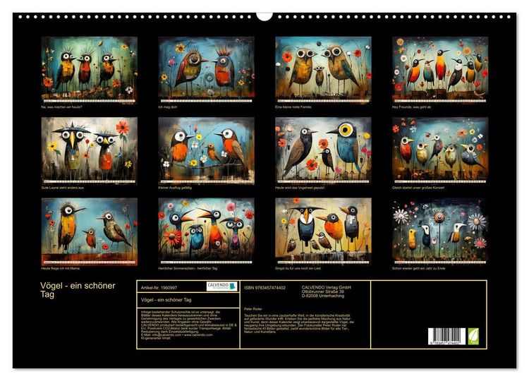 Produktbild: V&ouml;gel - ein sch&ouml;ner Tag (Wandkalender 2026 DIN A2 quer), CALVENDO Monatskalender