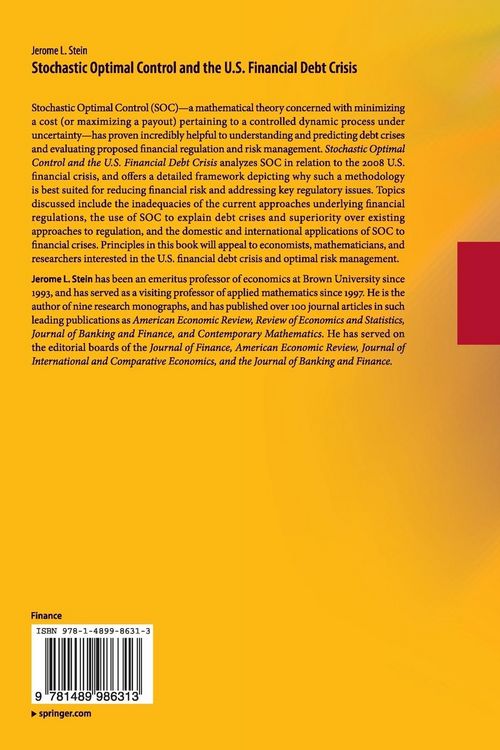 Produktbild: Stochastic Optimal Control and the U.S. Financial Debt Crisis