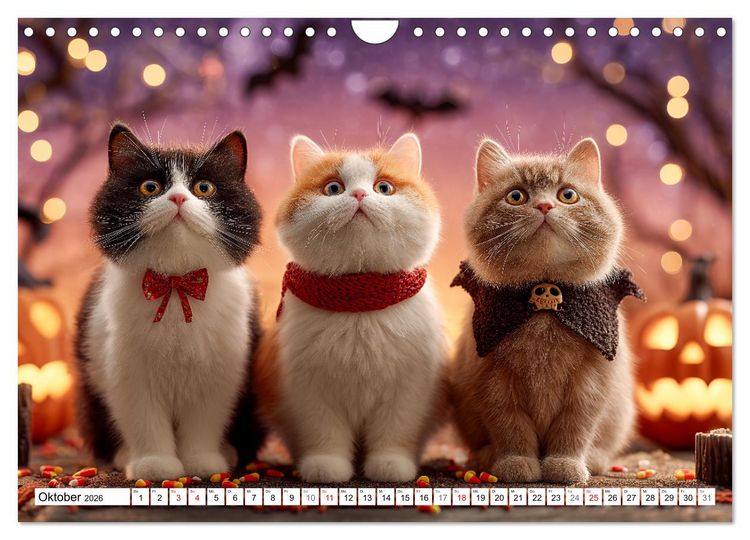 Produktbild: Katzenkalender - S&uuml;&szlig;e Katzen begleiten dich durch alle Jahreszeiten (Wandkalender 2026 DIN A4 quer), CALVENDO Monatskalender
