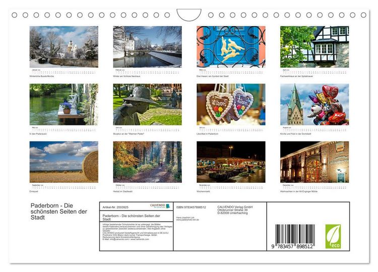 Produktbild: Paderborn - Die sch&ouml;nsten Seiten der Stadt (Wandkalender 2026 DIN A4 quer), CALVENDO Monatskalender