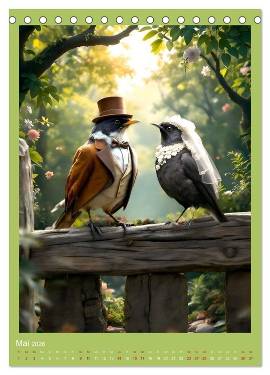 Produktbild: Nicht nur ein Vogel wollte Hochzeit halten (Tischkalender 2026 DIN A5 hoch), CALVENDO Monatskalender