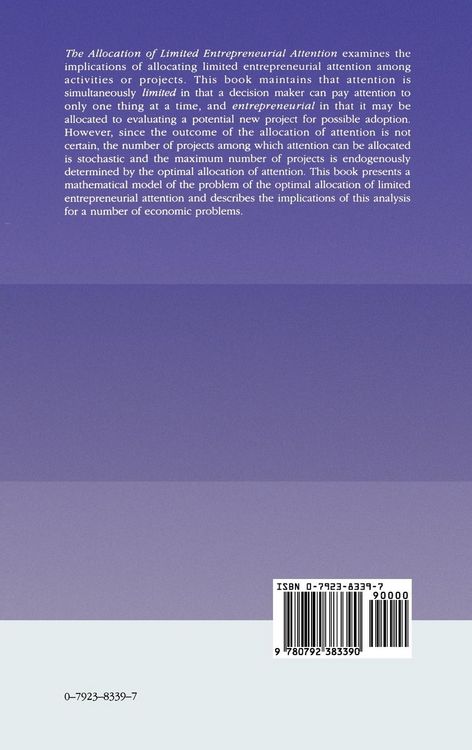 Produktbild: The Allocation of Limited Entrepreneurial Attention