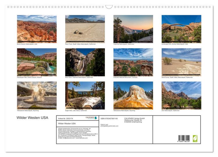 Produktbild: Wilder Westen USA (Wandkalender 2026 DIN A2 quer), CALVENDO Monatskalender
