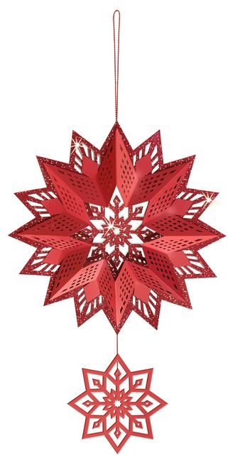 Produktbild: URSUS 3D-Glittersterne "Estelle", rot