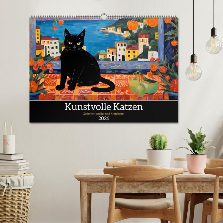 Produktbild: Kunstvolle Katzen (Wandkalender 2026 DIN A2 quer), CALVENDO Monatskalender