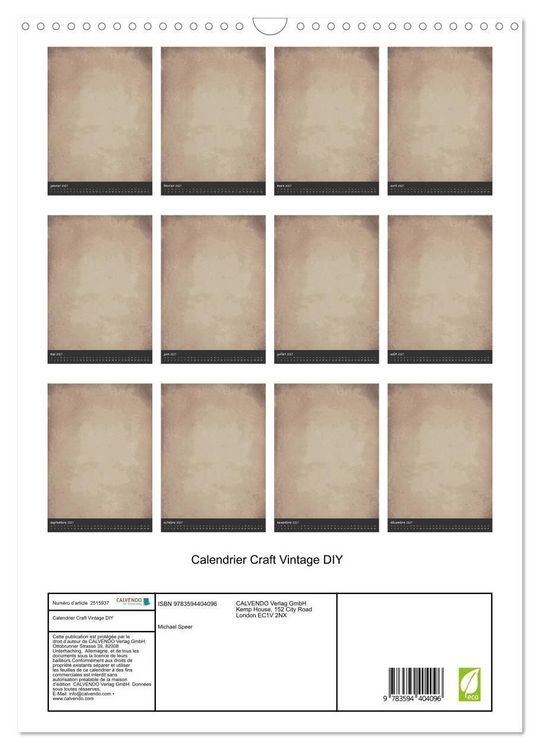 Produktbild: Calendrier Craft Vintage DIY (Calendrier mural 2027 DIN A3 horizontal), CALVENDO calendrier mensuel
