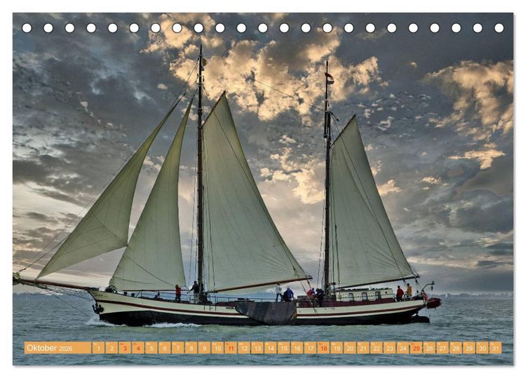 Produktbild: Segeln im Sonnenuntergang (Tischkalender 2026 DIN A5 quer), CALVENDO Monatskalender