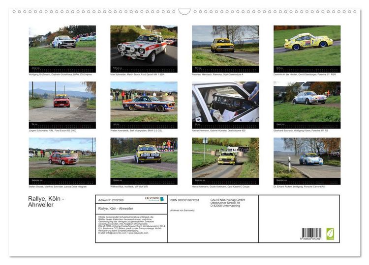 Produktbild: Rallye, K&ouml;ln - Ahrweiler (Wandkalender 2026 DIN A2 quer), CALVENDO Monatskalender