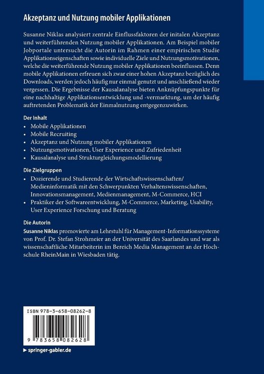 Produktbild: Akzeptanz und Nutzung mobiler Applikationen