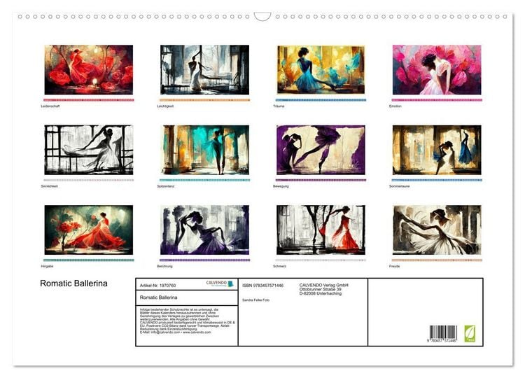 Produktbild: Romatic Ballerina (Wandkalender 2026 DIN A2 quer), CALVENDO Monatskalender