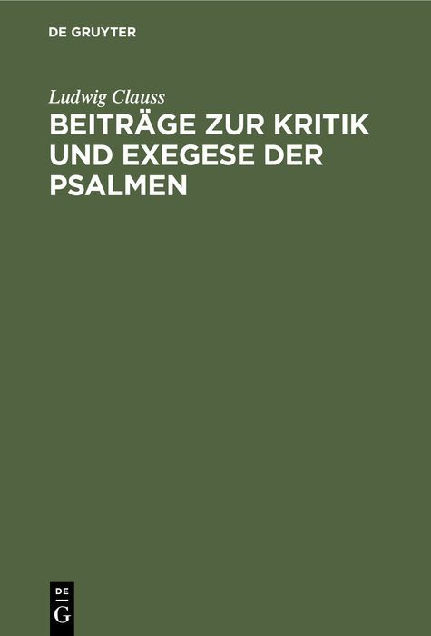Produktbild: Beitr&auml;ge zur Kritik und Exegese der Psalmen