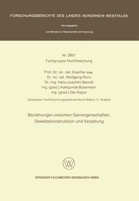 Produktbild: Beziehungen zwischen Garneigenschaften, Gewebekonstruktion und Veredlung