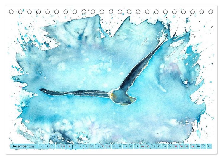 Produktbild: The Fascinating World of Birds in Watercolour (Desk Calendar 2026 DIN A5 landscape), CALVENDO 12 Month DeskCalendar