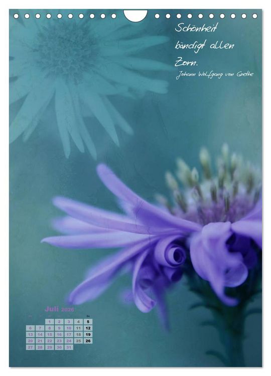 Produktbild: Blumen & Zitate (Wandkalender 2026 DIN A4 hoch), CALVENDO Monatskalender