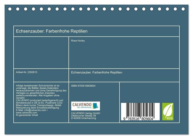 Produktbild: Echsenzauber. Farbenfrohe Reptilien (Tischkalender 2027 DIN A5 quer), CALVENDO Monatskalender
