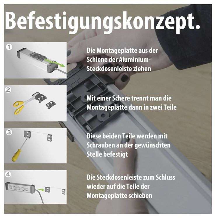Produktbild: Brennenstuhl 1391030611 Steckdosenleiste mit Schalter Silber, Schwarz Schutzkontakt 1St.