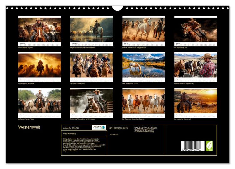 Produktbild: Westernwelt (Wandkalender 2026 DIN A3 quer), CALVENDO Monatskalender